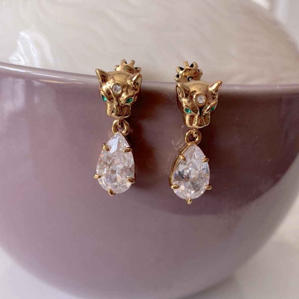 JUICY COUTURE emerald-eyed panther earrings